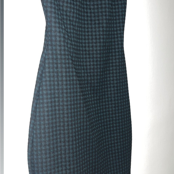 Deep Forest Green and Black Checkered Bodycon Mini Dress - Picture 4 of 6